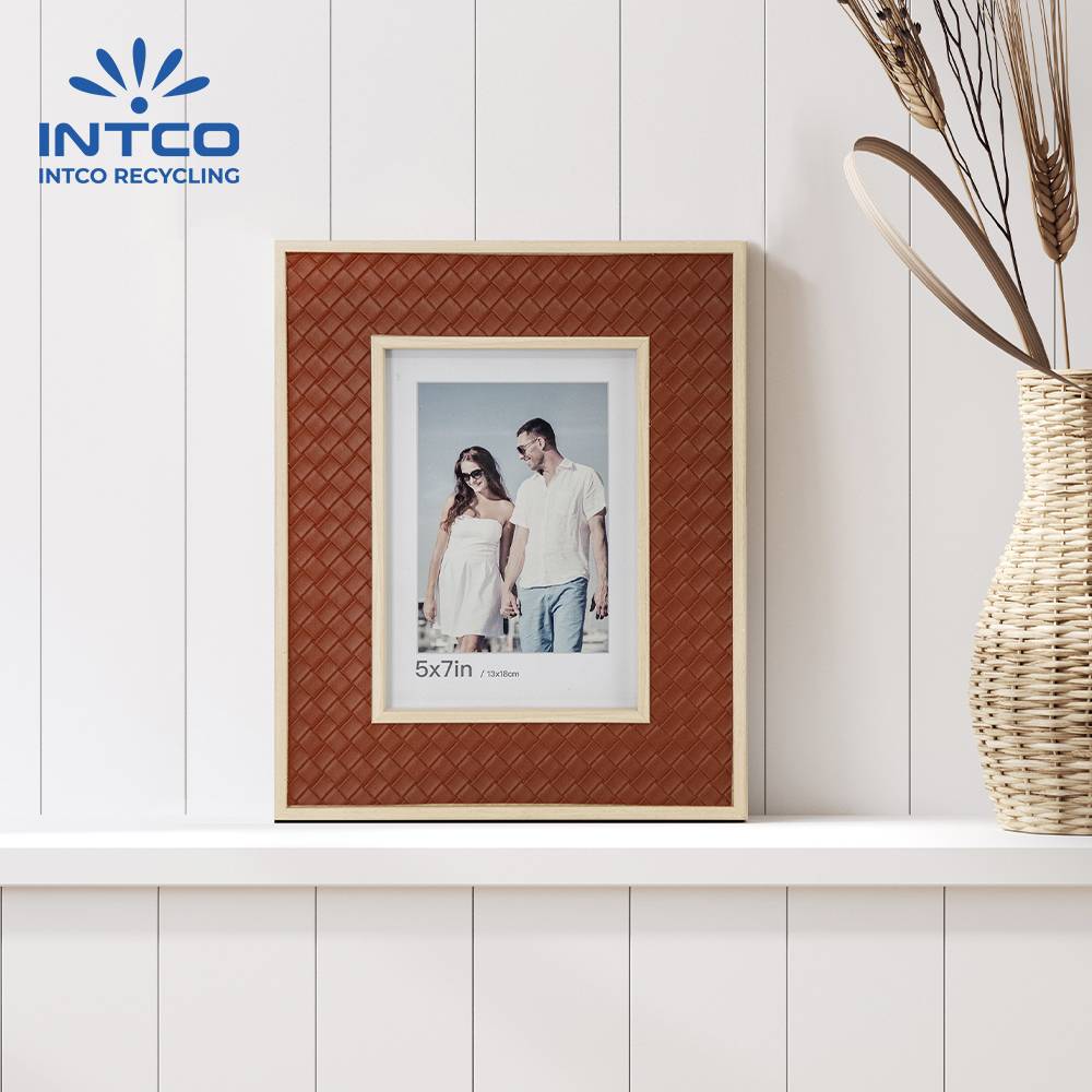 classic woven leather photo frame ideas for table decor